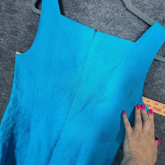 Talbots Irish Linen Dress Womens Sz 14 Blue Fit Flare Fully Lined Timeless Chic - Picture 7 of 13